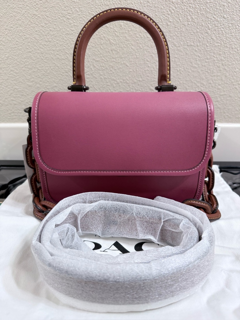 Coach ROGUE TOP HANDLE ROUGE Leather Crossbody Bag NWT